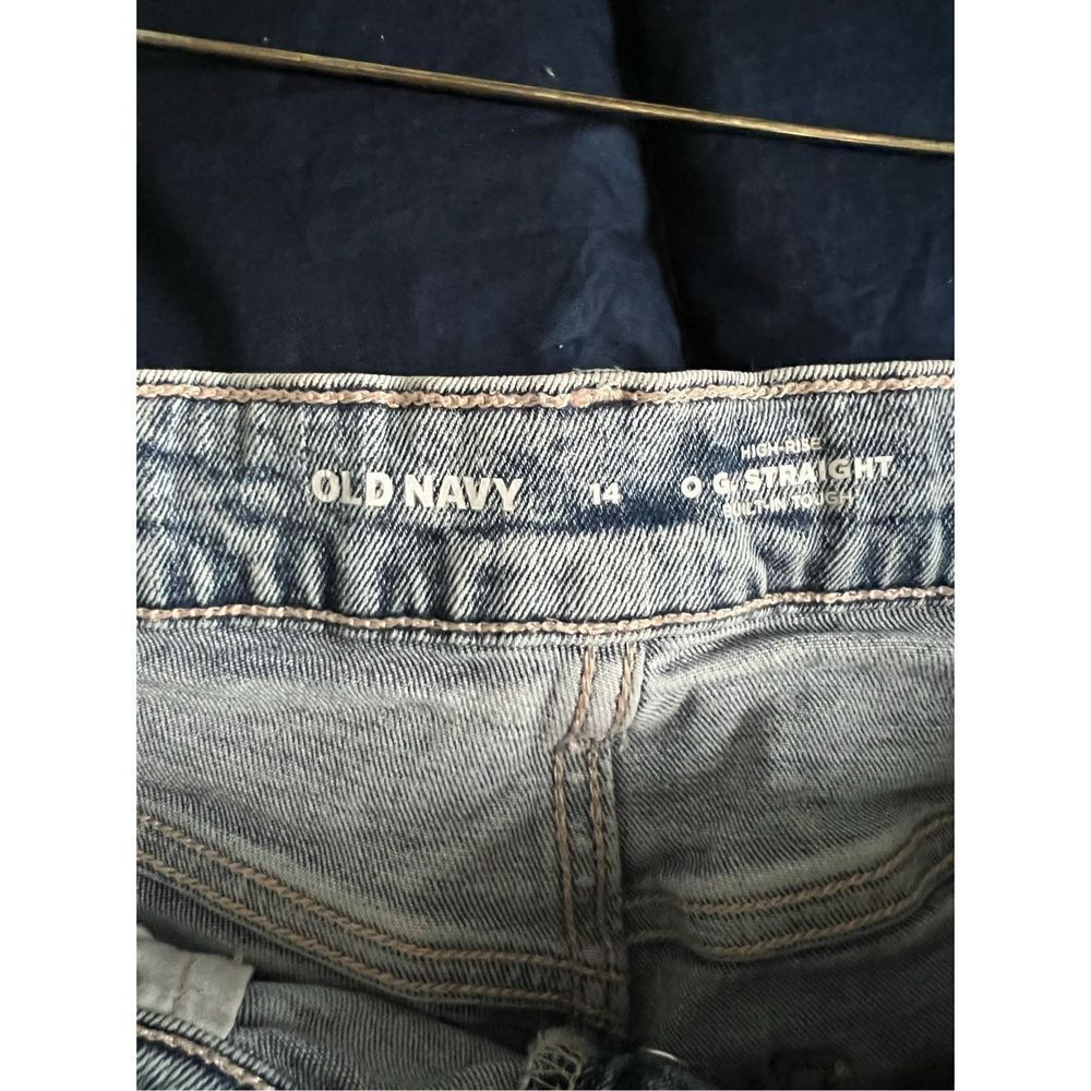 Old Navy light wash OG straight high rise girl’s jeans 14 - Picture 3 of 4